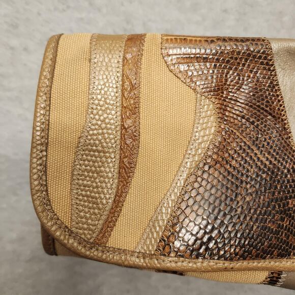 Carlos Falchi Snakeskin Clutch Purse Patchwork Purse Envelope Clutch Bag Vintage - Picture 7 of 10